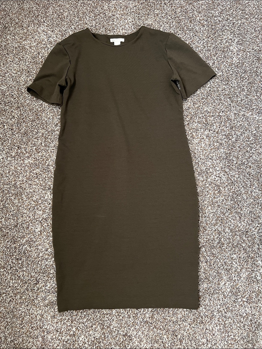 H&M Olive Short-Sleeve Midi Sheath Dress